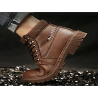 Eloshman Mens Safety Shoes Slipsive Protection Boot Тежка работна работа Ботуши на открито анти-Smash Steel Toe Booties Booties Comfort Brown Style A 8