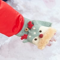 Деца зима топла ежедневна коледна плетена сладка шарка ръкавици плюс кадифени флип многофункционални ръкавици ръкавици ръкавици от ръкавици от ръкавици от ръкавици