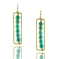 Blue Bo Booutique Inc Gold Plated Turquoise Natural Stone Rectangle Dangle Oights за жени, тийнейджъри