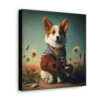 Уникално странно оригинално Corgi Dog Folk Art Digital Art Print Canvas Gallery Wrap