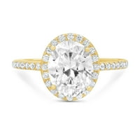 2. CT Brilliant Oval Cut Clear Simulated Diamond 18K Yellow Gold Politaire с акценти пръстен SZ 6.5