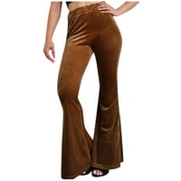 Дамски дамски златни кадифени панталони прави панталони еластични талии за ежедневни панталони