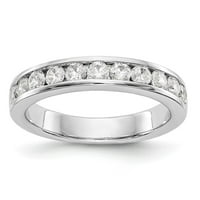 Твърда платина 11-каменна диамантена канал сватбен пръстен с CZ Cubic Zirconia размер 6.5