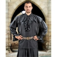 Пиратската обличане c половин нос средновековна риза - черно - изключително голямо