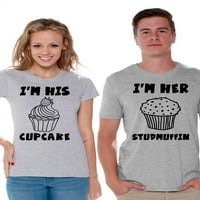 Неудобни стилове Аз съм неговата риза за кекс, аз съм нейната риза от студоуфини смешни валентински ризи сладка двойка риза Съчетаване на двойка Подарък Аз съм ней?