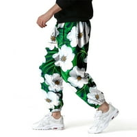 Флорални отпечатани ежедневни панталони Разхлабени панталони цветни панталони за мъже зелени