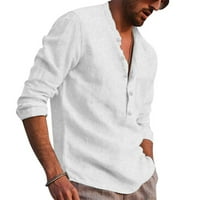 Shpwfbe ризи с дълъг ръкав за мъже мъже солиден цвят горна риза кръгла фланелка на рейза с бутон блуза топ мъжки ризи