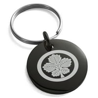 Неръждаема стомана Abe Samurai Crest гравиран малък медальон кръг чар ключодържател Keyring