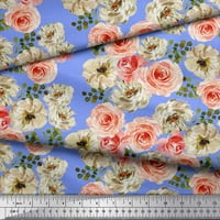 Soimoi Cotton Poplin Fabric Ranunculus With Bunch Floral Print Fabric по двор широк