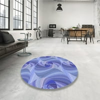 Ahgly Company Machine Pashable Indoor Round Transitional Denim Blue Area Rugs, 4 'Round