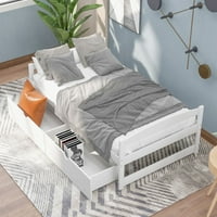 Леглото на платформата с двойни размери, с две чекмеджета, бяло