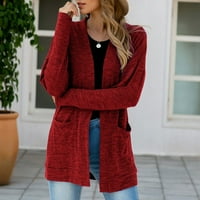 Якета kali_store за жени модни облечени леки плетене на една кука от кука за жени с дълъг ръкав отворен предни плетани жилети пуловери, xxl