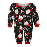 Hirigin съвпадение на семейни пижами комплекти Коледа Senta Claus PJ's Print Print Long Loweve Top и Pants Jammies Sleepwear