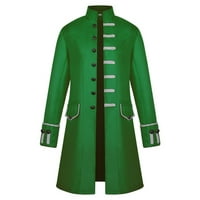 Hfyihgf мъжки steampunk vintage заден коенд стойка яка гориново яке официален ретро ренесансово палто униформа средновековен костюм зелено l