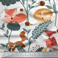 Soimoi Modal Satin Flats Floral, Porcupine & Fo Cartoon отпечатъци от плат по двор