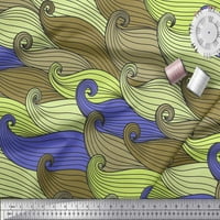 Soimoi Green Heavy Canvas Fabric Artistic Waves Abstract Print Fabric от Dard Wide