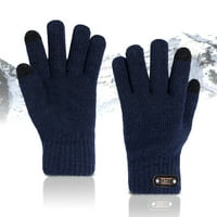 mveomtd ръкавици за възрастни зимни ръкавици плетени мъжки колоездене топло пет пръста сгъстяващи ръкавици Ръкавици Жени ръкавици Mitten Navy One Size