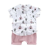 Kukoosong Toddler Boy Summer Outfit Cets Небрежни 1-4 години бебешки момчета дрехи дрехи комплект тениски върхове+къси панталони летни тоалети розово 80