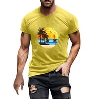 Хавайски залез графична къси ръкави тийнейджъри блузи за мъже върхове жълти xxxl