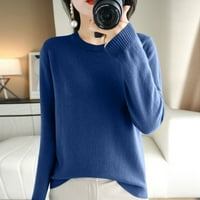 Стронгтен женски плетен пуловер пуловер кръгла шия разхлабен тънък връх