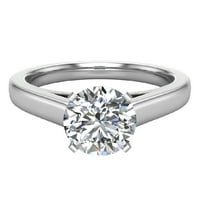 Диамантен годежен пръстен за жени кръг GIA сертифициран пасианс 4-Prong 0. Карат 18K бяло злато