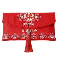 ruhuadgb червен плик деликатен голям капацитет тъкан арт пискюл дизайн китайски стил сватба късметлия джоб за приятели