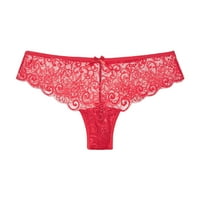 Жени секси дантелени гащи Хипстърски бельо V-образна талия на талията G-string Thongs долни гащи червени XL