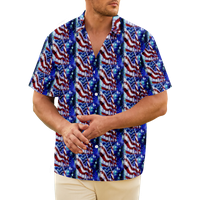 4 юли Мъжки хавайска риза САЩ Национална риза на флаг Графична 3D риза яка плюс размер ежедневен клуб с късо ръкав Облекло облекло Основно преувеличено