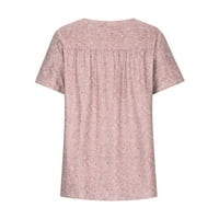 Женски върхове плюс размер v-образно деколте флорална отпечатана туника блуза лято свободни къси ръкави плаващи ризи